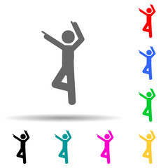 Man dancing, finger multi color style icon. Simple glyph, flat vector of man pointing finger icons for ui and ux, website or mobile application