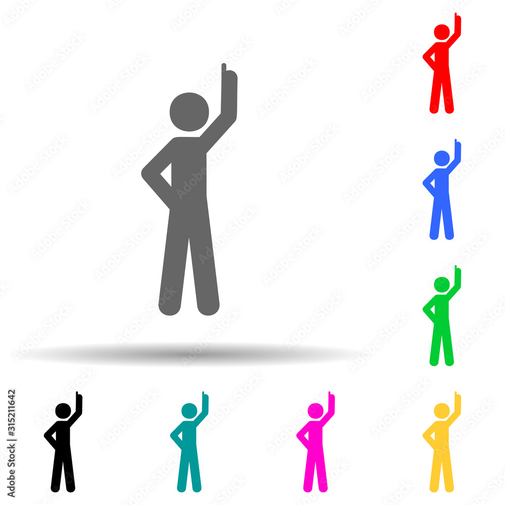 Aufkleber man finger, person, up multi color style icon. simple glyph, flat vector of man pointing finger icon