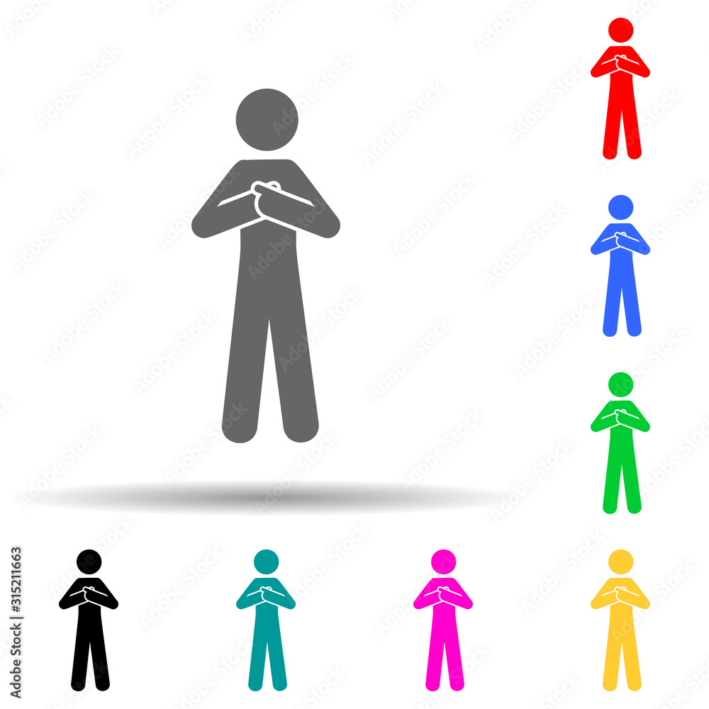 Poster man finger, person multi color style icon. simple glyph, flat vector of man pointing finger icons fo