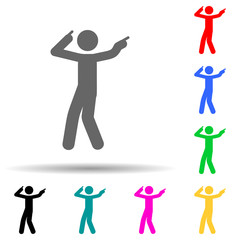 Man dancing multi color style icon. Simple glyph, flat vector of man pointing finger icons for ui and ux, website or mobile application