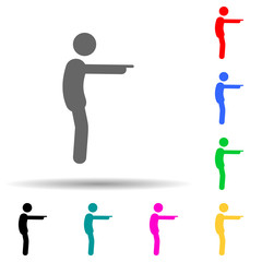 Man pointing, finger multi color style icon. Simple glyph, flat vector of man pointing finger icons for ui and ux, website or mobile application