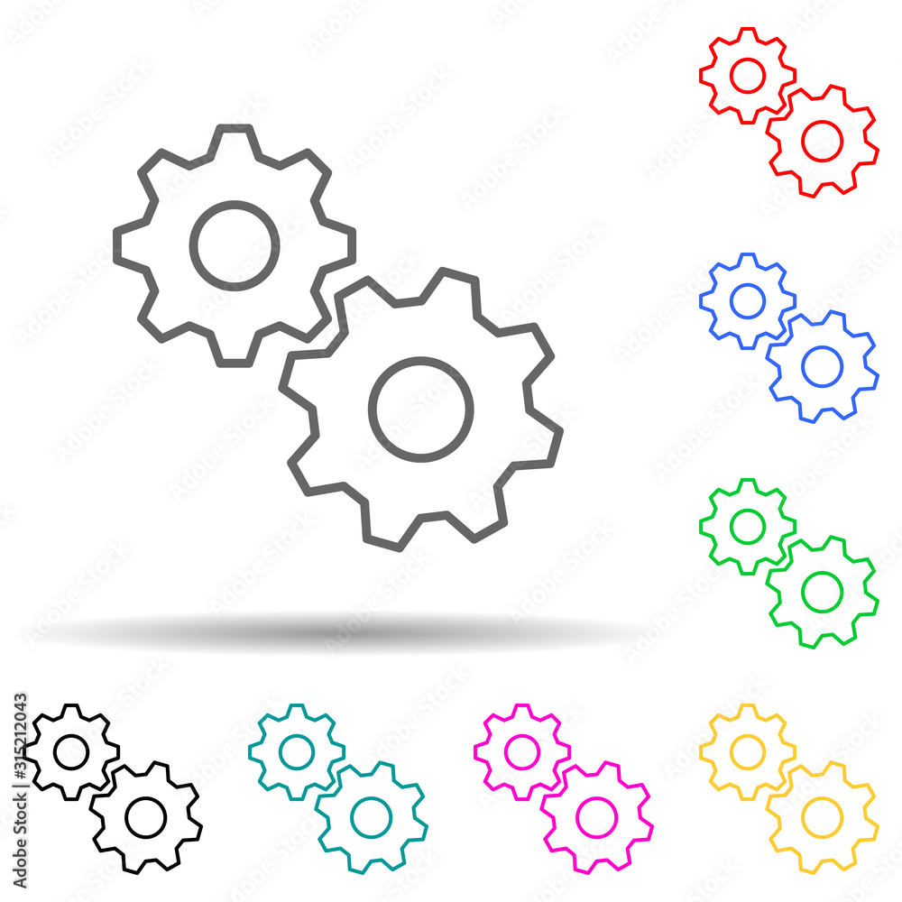 Aufkleber gears multi color style icon. simple thin line, outline vector of manufacturing icons for ui and ux,