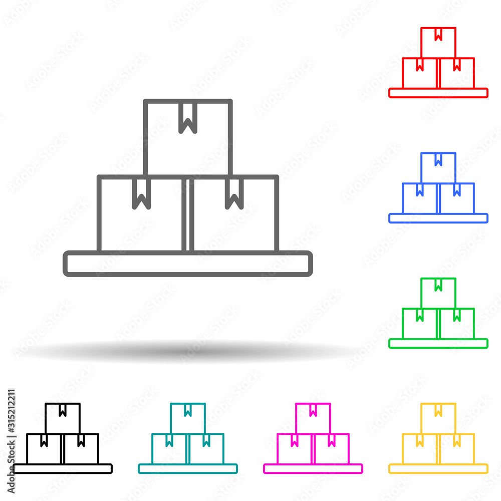 Poster boxes multi color style icon. simple thin line, outline vector of manufacturing icons for ui and ux,