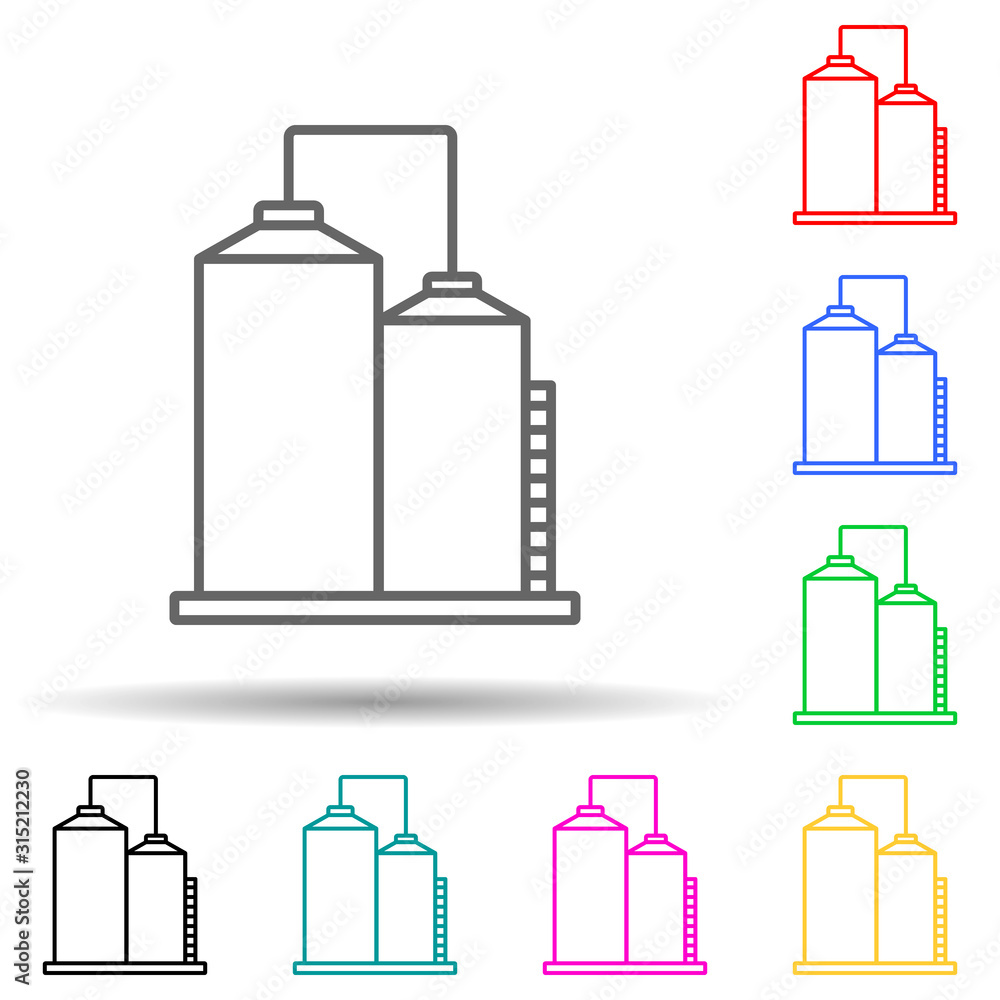 Aufkleber production tanks multi color style icon. simple thin line, outline vector of manufacturing icons for