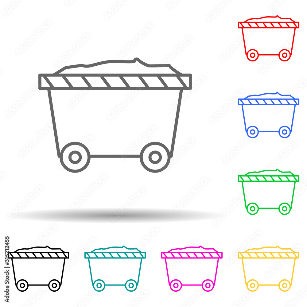 Poster cart multi color style icon. simple thin line, outline vector of manufacturing icons for ui and ux, 