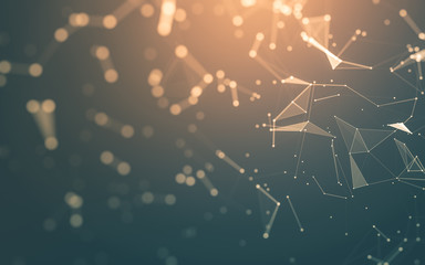 Abstract background. Molecules technology with polygonal shapes, connecting dots and lines....