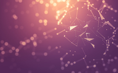 Fototapeta premium Abstract background. Molecules technology with polygonal shapes, connecting dots and lines. Connection structure. Big data visualization.
