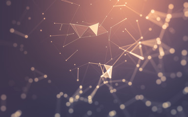 Abstract background. Molecules technology with polygonal shapes, connecting dots and lines....