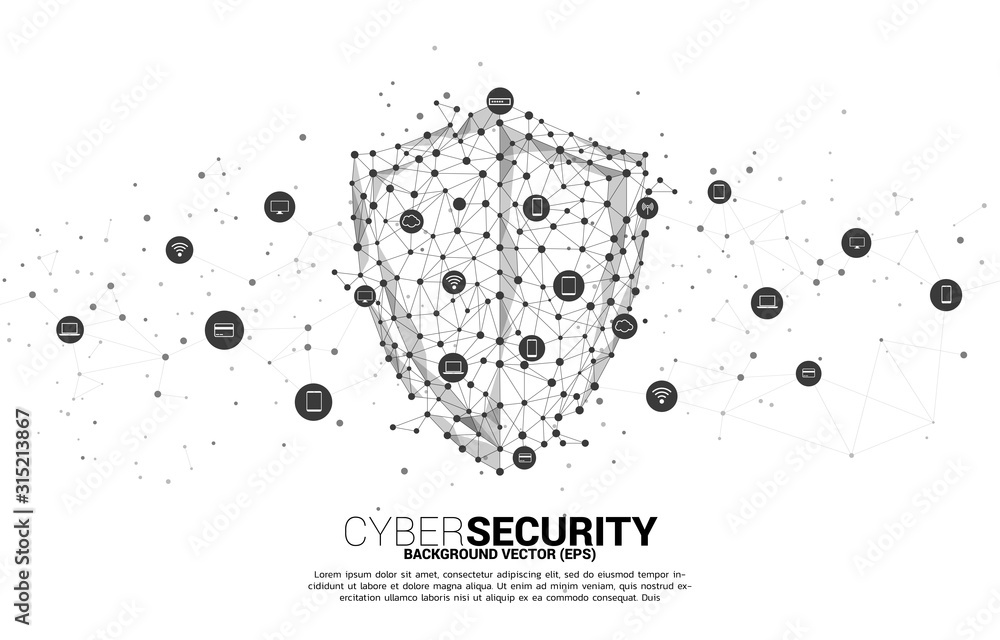 Aufkleber protection shield icon from dot connect line polygon network. concept of guard security and safety