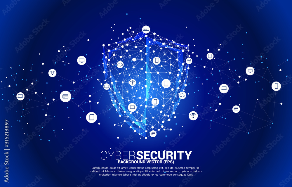 Aufkleber protection shield icon from dot connect line polygon network. concept of guard security and safety