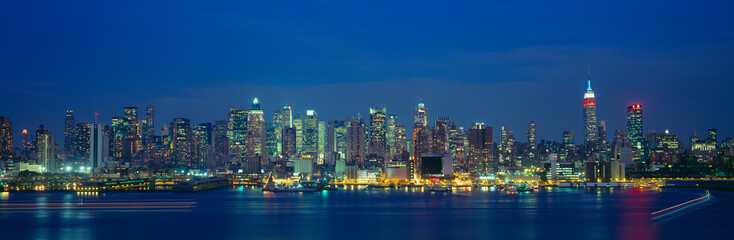 Fototapeta na wymiar Manhattan Skyline From Weehawken, NJ, Night, New York