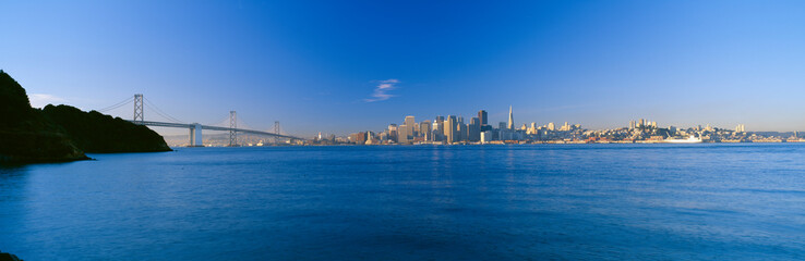 Bay Bridge & San Francisco from Treasure Island, Sunrise, California