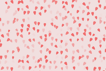 Abstract Red Hearts On Pink Background.