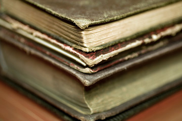 Close up shot of vintage books