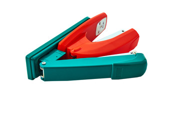 two realistic staplers on white background . Office supplies stationery