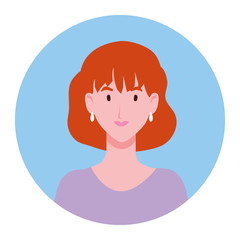 young woman on blue background circle