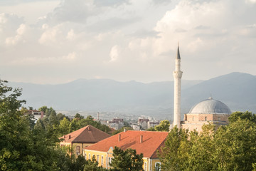 Fototapeta na wymiar Mustafa Pasha Mosque in Skopje, North Macedonia, taken during a sunny afternoon. Mustafa Pasha Mosque is an Ottoman muslim landmark, a major monument of Skopje