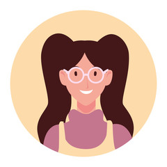 young woman on yellow background circle