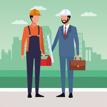 avatar builder and enginner standing icon