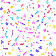 Sprinkle Cupcake Donut Topping. Seamless Pattern 