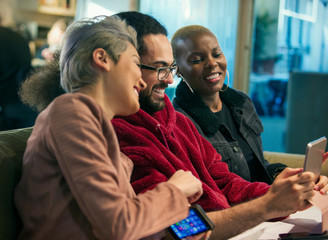 Creative business people using digital tablet