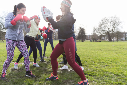 Women Boxing In Park