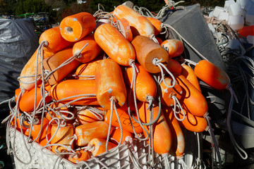 Crab traps and orange floats