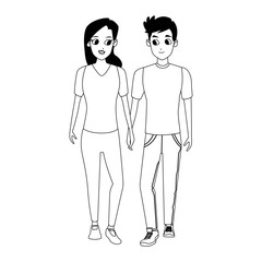 Happy young couple icon, flat design