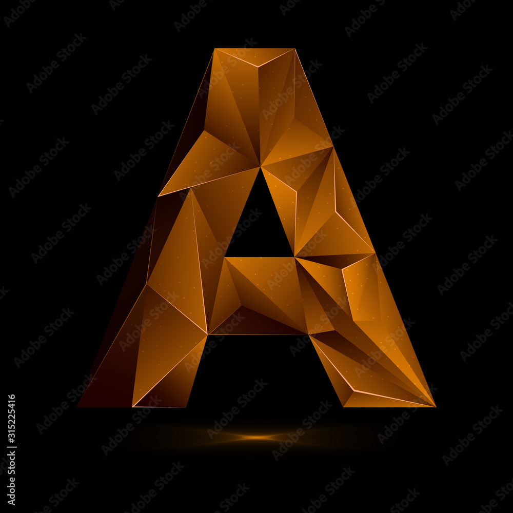 Poster 3d animated low polygon cardboard text with alpha matte the brown letter a