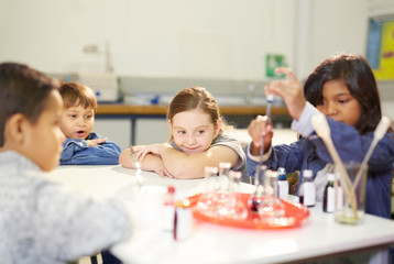 Curious kids conducting science experiment