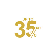 Discount Label up to 35% off Vector Template Design Illustration