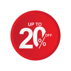 Discount Label up to 20% off Vector Template Design Illustration