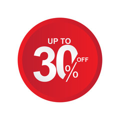 Discount Label up to 30% off Vector Template Design Illustration