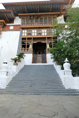 Punakha Dzong  fortress sits at the confluence of two rivers-Pho Chu and Mo Chu.  Punakha,  Bhutan