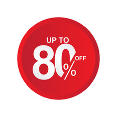 Discount Label up to 80% off Vector Template Design Illustration