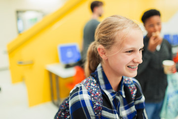 Smiling junior high girl student with braces