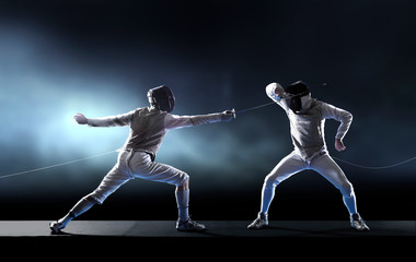 Men fencing
