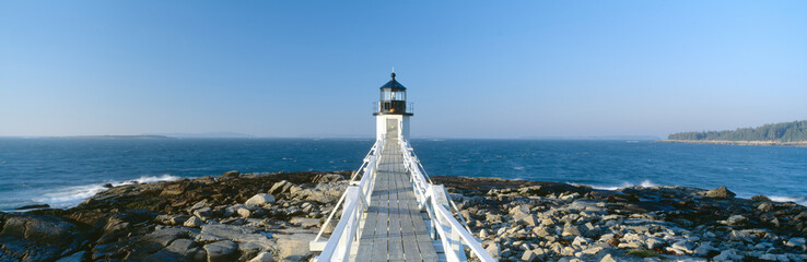 Fototapeta na wymiar Marshall Point Lighthouse from 1832, Penobscot Bay, Port Clyde, Maine