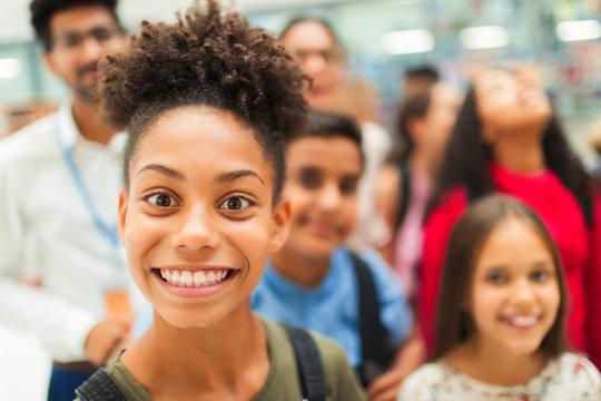 Portrait Playful, Exuberant Junior High Girl Student Smiling