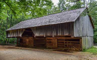 Naklejka premium Old Wooden Barn Structure, Vintage Architecture