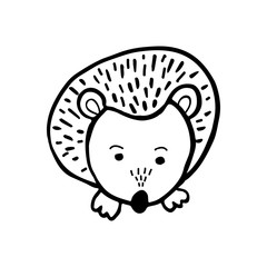 Cute Hedgehog trendy for decoration interior, print posters, greating card, bussines banner, wrapping in modern scandinavian style in vector. Pastel color.