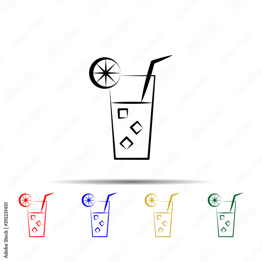 Poster cold tea lemon multi color style icon. simple thin line, outline vector of tea icons for ui and ux, 