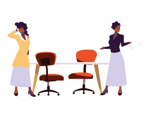 businesswomen in the work office on white background