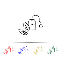 Green, tea bag multi color style icon. Simple thin line, outline vector of tea icons for ui and ux, website or mobile application