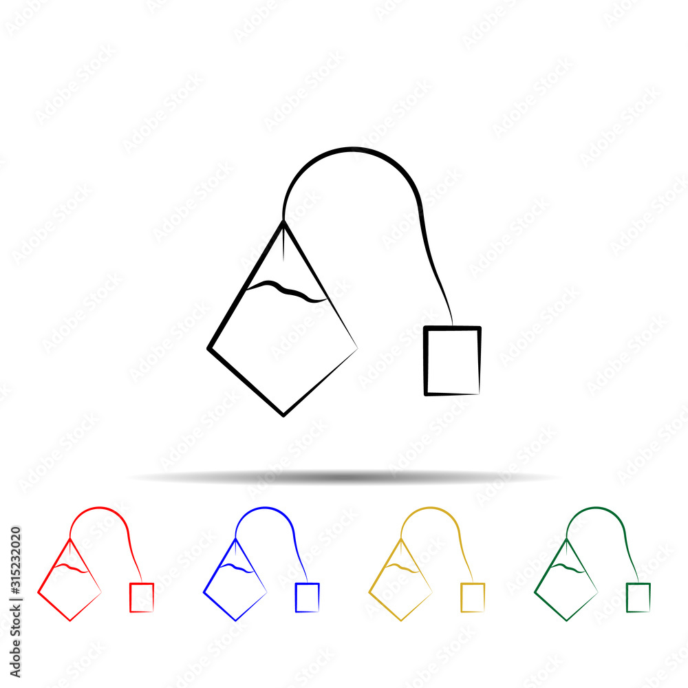Poster tea bag multi color style icon. simple thin line, outline vector of tea icons for ui and ux, website