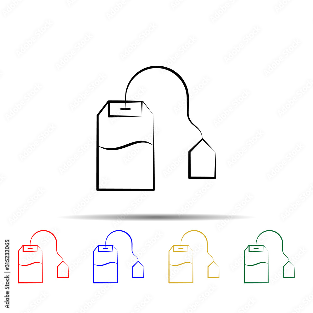 Poster tea bag multi color style icon. simple thin line, outline vector of tea icons for ui and ux, website
