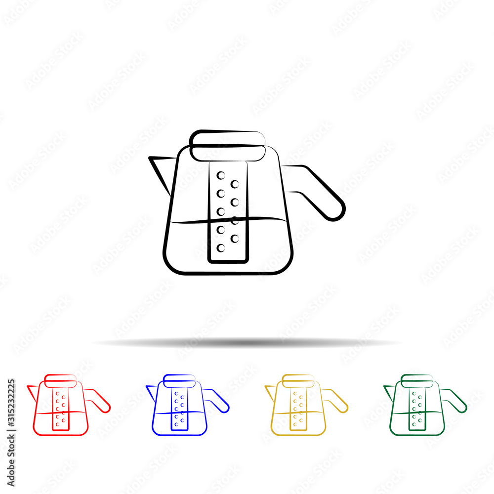 Aufkleber tea pot hand drawn multi color style icon. simple thin line, outline vector of tea icons for ui and 