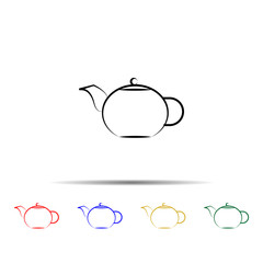 Tea pot hand drawn multi color style icon. Simple thin line, outline vector of tea icons for ui and ux, website or mobile application
