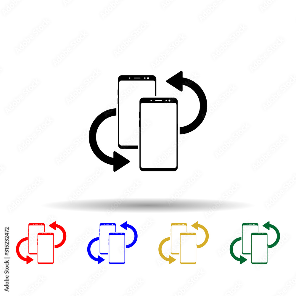 Poster smartphone connections multi color style icon. simple glyph, flat vector of mobile concept icons for
