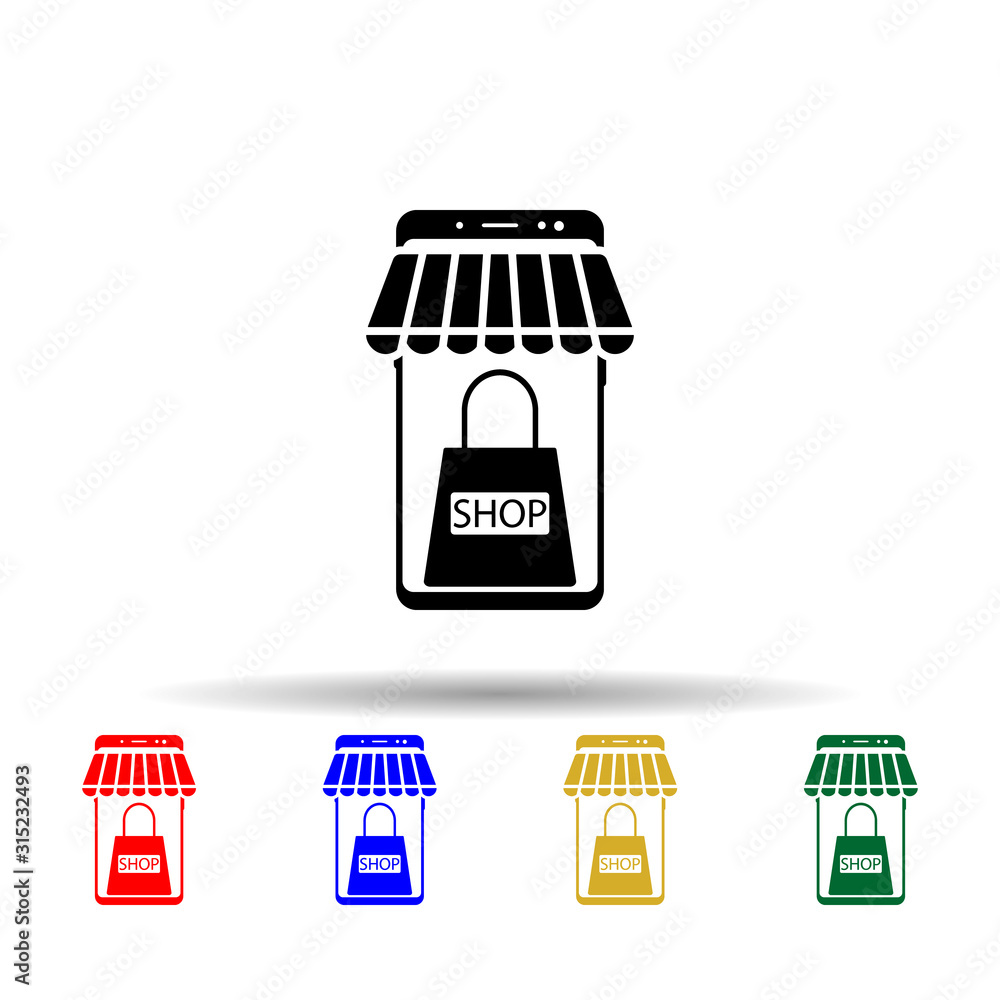 Poster smartphone selling multi color style icon. simple glyph, flat vector of mobile concept icons for ui 